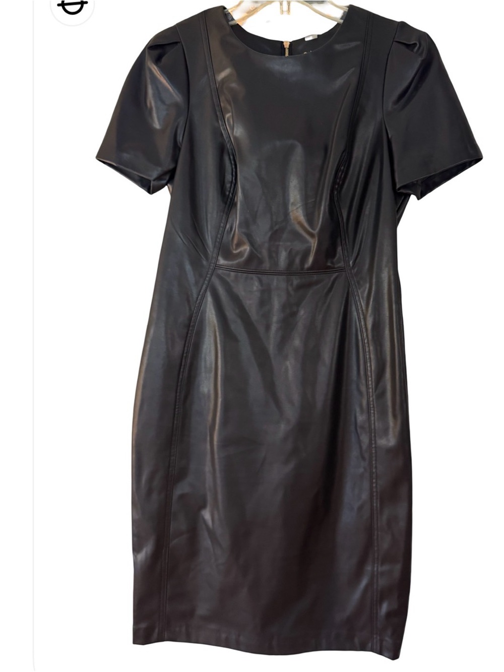 Calvin Klein Black Faux Leather Sheath Dress - Picture 2 of 6